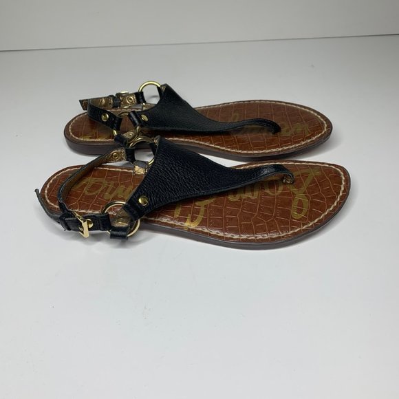 Sam Edelman Black Leather Thong Sandal Size 6 - Picture 3 of 6